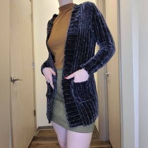 Gray warm fuzzy cardigan